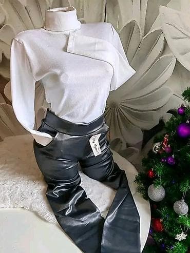 Ženske kožne pantalone – model sa visokim strukom i džepovima. - at lalafo.rs — 1 Ženske kožne pantalone – model sa visokim strukom i džepovima. - — 1