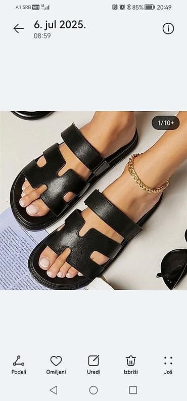 Ženske ravne sandale – crne - Model: slip-on papuče sa dva široka na lalafo.rs Ženske ravne sandale – crne - Model: slip-on papuče sa dva široka