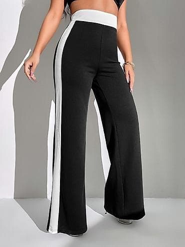 Pantalone siroke sa elastinom i belim straftama sa strane,beli pojas na lalafo.rs Pantalone siroke sa elastinom i belim straftama sa strane,beli pojas