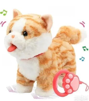 Plišana mačka na povodac koja hoda, mjauče i mrda glavom. plišana na lalafo.rs Plišana mačka na povodac koja hoda, mjauče i mrda glavom. plišana