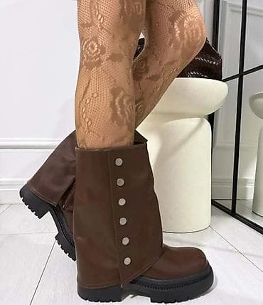 Ženske čizme sa preklopnom manžetnom i nitnama - Model: visoke na lalafo.rs — 1 Ženske čizme sa preklopnom manžetnom i nitnama - Model: visoke — 1