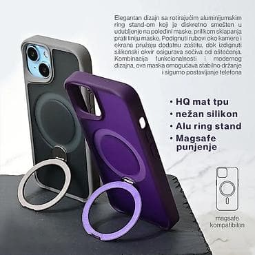 Maska Magsafe Ring Stand za iPhone 14 6.1 ljubicasta. Zaštitna futrola na lalafo.rs — 4 Maska Magsafe Ring Stand za iPhone 14 6.1 ljubicasta. Zaštitna futrola — 4