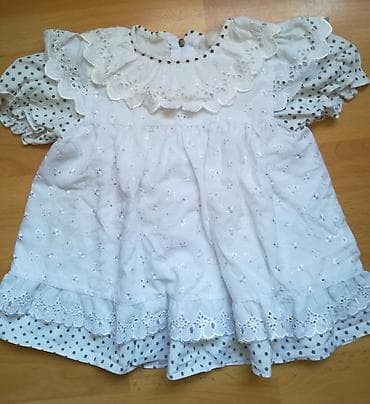 Haljina vel 2 bela sa crno belim tačkicama i čipkom, kopča se na na lalafo.rs — 1 Haljina vel 2 bela sa crno belim tačkicama i čipkom, kopča se na — 1