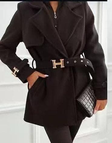 Ženski strukirani kaput s pojasom - Model do sredine butina, sa na lalafo.rs — 6 Ženski strukirani kaput s pojasom - Model do sredine butina, sa — 6