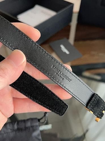 Saint Laurent Paris kaiš – crna prirodna koža i brušena koža - Model na lalafo.rs — 6 Saint Laurent Paris kaiš – crna prirodna koža i brušena koža - Model — 6