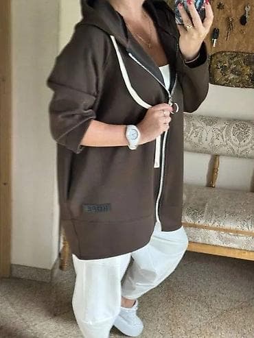 Ženska oversized dukserica/duksi jakna sa kapuljačom i rajsferšlusom at lalafo.rs — 1 Ženska oversized dukserica/duksi jakna sa kapuljačom i rajsferšlusom — 1