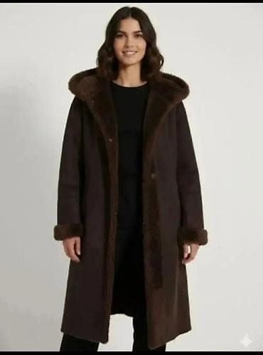 Ženski dugački kaput sa kapuljačom, tamno braon boje. - Krojen u na lalafo.rs Ženski dugački kaput sa kapuljačom, tamno braon boje. - Krojen u