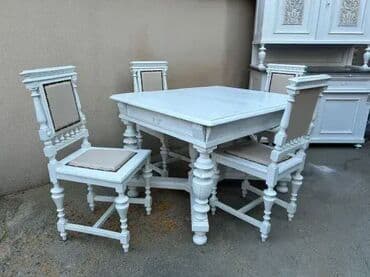 Stilske garniture: Stari stilski trpezarijski sto i 4 stolice ALT DEUTSCH 🕰️ Komplet na lalafo.rs — 11 Stilske garniture: Stari stilski trpezarijski sto i 4 stolice ALT DEUTSCH 🕰️ Komplet — 11