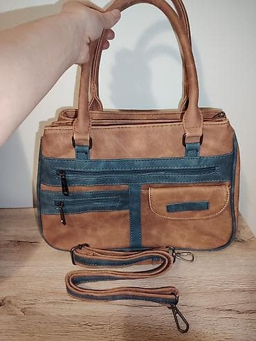 Ženska torba – dvobojna (kamel/teget), sa mnoštvom pregrada i dodatnom na lalafo.rs — 1 Ženska torba – dvobojna (kamel/teget), sa mnoštvom pregrada i dodatnom — 1