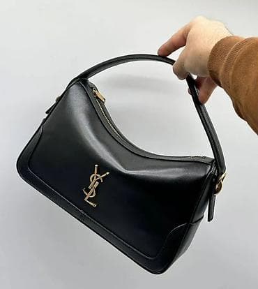 Elegantna ženska torba u crnoj boji sa zlatnim YSL logotipom. Izrađena na lalafo.rs — 3 Elegantna ženska torba u crnoj boji sa zlatnim YSL logotipom. Izrađena — 3