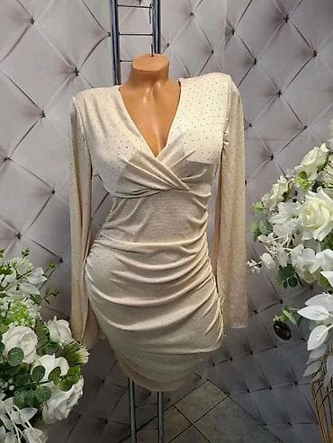 Elegantna mini haljina sa dugim rukavima, u boji šampanjca. - na lalafo.rs — 1 Elegantna mini haljina sa dugim rukavima, u boji šampanjca. - — 1