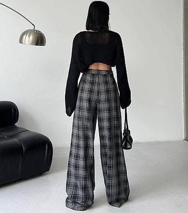 pantalone butiku ali: Široke karirane pantalone – visok struk - Model: wide-leg kroj sa na lalafo.rs — 3 pantalone butiku ali: Široke karirane pantalone – visok struk - Model: wide-leg kroj sa — 3