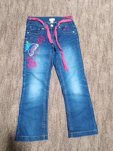 Dečije/ženske farmerke sa izvezenim leptirima - Tamno plavi teksas sa na lalafo.rs — 2 Dečije/ženske farmerke sa izvezenim leptirima - Tamno plavi teksas sa — 2