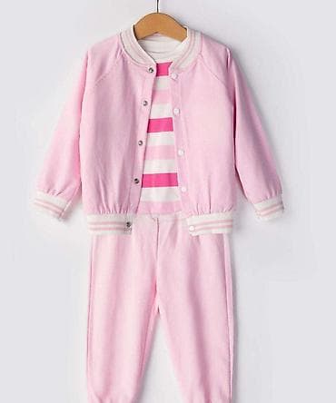 Komplet za devojčice – 3 dela - Boja: nežno roze sa belim detaljima - na lalafo.rs Komplet za devojčice – 3 dela - Boja: nežno roze sa belim detaljima -