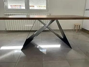 Trpezarijski sto orah lux Stol od drveta i metala, sa pločom od oraha na lalafo.rs — 6 Trpezarijski sto orah lux Stol od drveta i metala, sa pločom od oraha — 6