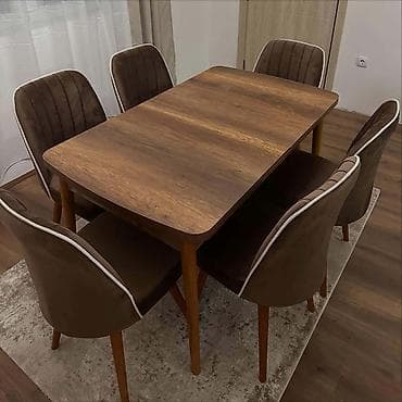 Trpezarijski set – sto i 6 stolica - Moderan pravougaoni sto sa na lalafo.rs — 1 Trpezarijski set – sto i 6 stolica - Moderan pravougaoni sto sa — 1