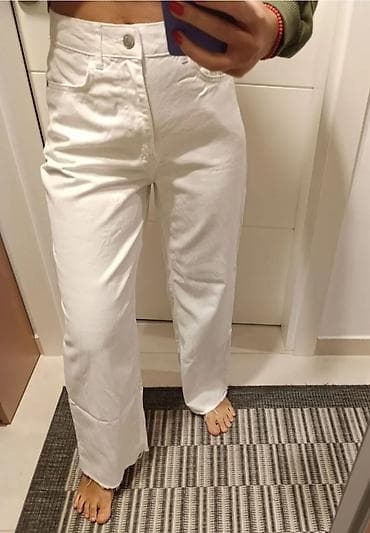 Bela ženska široka farmerka - Kroj: ravan/širok nogavica, visok struk na lalafo.rs — 4 Bela ženska široka farmerka - Kroj: ravan/širok nogavica, visok struk — 4