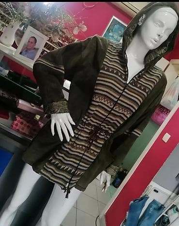 Ženska jakna/duks sa kapuljačom – etno/boho stil - Boja: maslinasto na lalafo.rs — 2 Ženska jakna/duks sa kapuljačom – etno/boho stil - Boja: maslinasto — 2