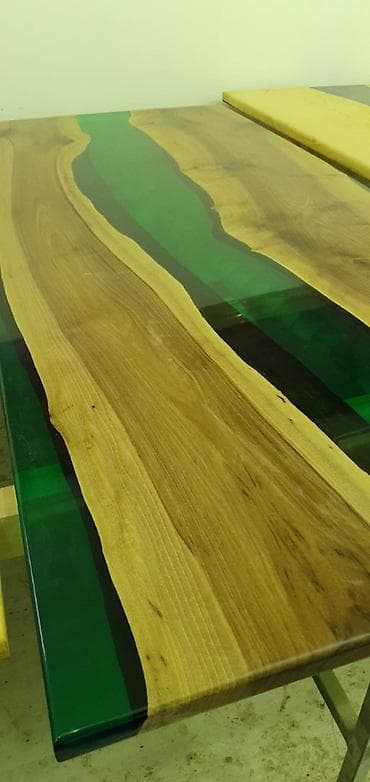 Epoxy sto ORAH/zeleni 90x200 cm Ploča stola napravljena od drveta na lalafo.rs Epoxy sto ORAH/zeleni 90x200 cm Ploča stola napravljena od drveta