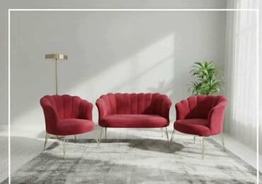 Stilske garniture: Set tapaciranog nameštaja – sofa + 2 fotelje, art-deco dizajn Shell na lalafo.rs — 3 Stilske garniture: Set tapaciranog nameštaja – sofa + 2 fotelje, art-deco dizajn Shell — 3