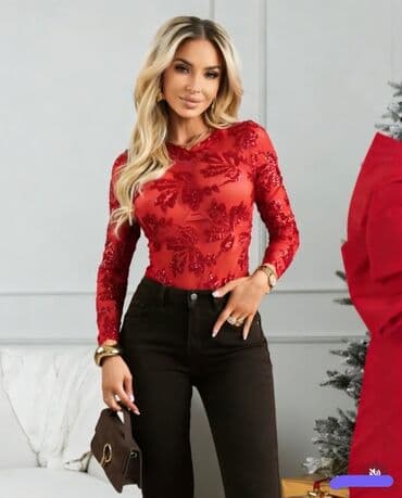 💫Ženski elegantni bodi sa dugim rukavima, ukrašen bogatim šljokicama u na lalafo.rs 💫Ženski elegantni bodi sa dugim rukavima, ukrašen bogatim šljokicama u