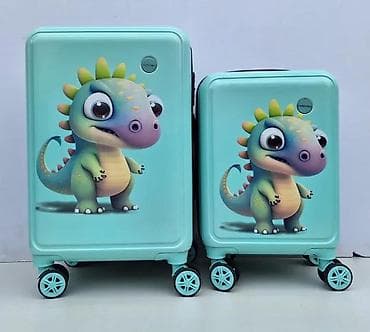 Dečiji set kofera – mint zelena sa motivom dinosausa - Dva kofera u na lalafo.rs Dečiji set kofera – mint zelena sa motivom dinosausa - Dva kofera u