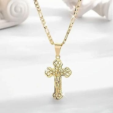 sako laneni: Zlatna muška ogrlica sa priveskom krsta ik - Materijal: metal u at lalafo.rs — 1 sako laneni: Zlatna muška ogrlica sa priveskom krsta ik - Materijal: metal u — 1