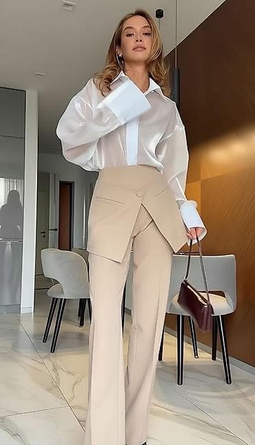 🔥Ženske elegantne pantalone sa preklopnim “suknja” detaljem u struku na lalafo.rs — 1 🔥Ženske elegantne pantalone sa preklopnim “suknja” detaljem u struku — 1