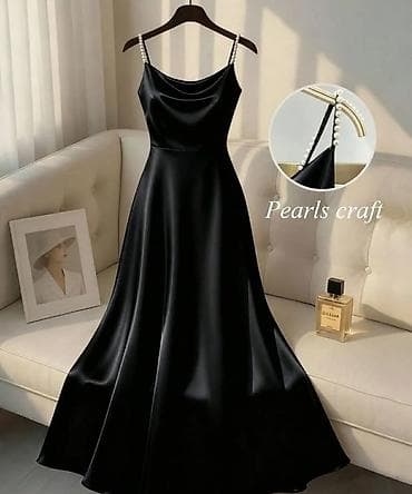 eko koza sa: Saten haljina na bretele sa biserima - Model: duga, lepršava A-kroja at lalafo.rs — 5 eko koza sa: Saten haljina na bretele sa biserima - Model: duga, lepršava A-kroja — 5