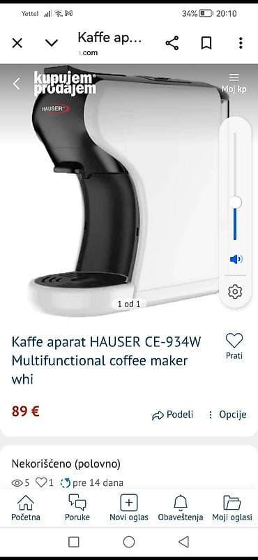 Hauser aparat za kafu – model CE-934W - Kompaktan aparat za pripremu na lalafo.rs — 5 Hauser aparat za kafu – model CE-934W - Kompaktan aparat za pripremu — 5