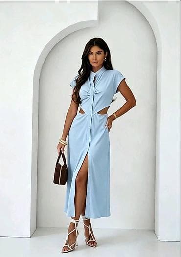 Dresses: Ženska midi haljina sa dugmadima i izrezima na struku - Kroj: midi at lalafo.rs — 3 Dresses: Ženska midi haljina sa dugmadima i izrezima na struku - Kroj: midi — 3