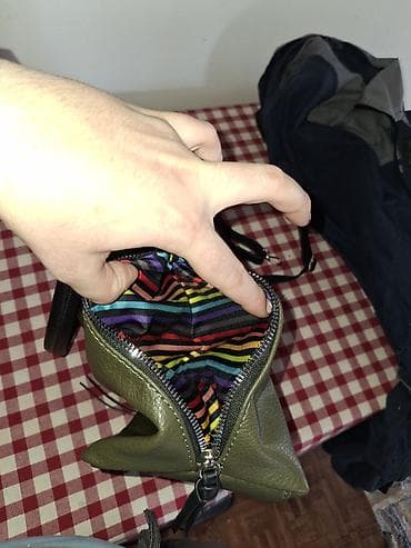 Other: Torba preko ramena – maslinasto zelena, sa šarenom prugastom postavom at lalafo.rs — 2 Other: Torba preko ramena – maslinasto zelena, sa šarenom prugastom postavom — 2