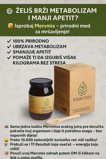 Med: Mervmix je prirodni dodatak ishrani u tegli. Sadrži mešavinu meda i na lalafo.rs Med: Mervmix je prirodni dodatak ishrani u tegli. Sadrži mešavinu meda i