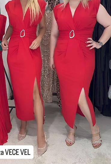 Nova sa etiketom Elegantna crvena midi haljina za svečane prilike. - na lalafo.rs — 1 Nova sa etiketom Elegantna crvena midi haljina za svečane prilike. - — 1