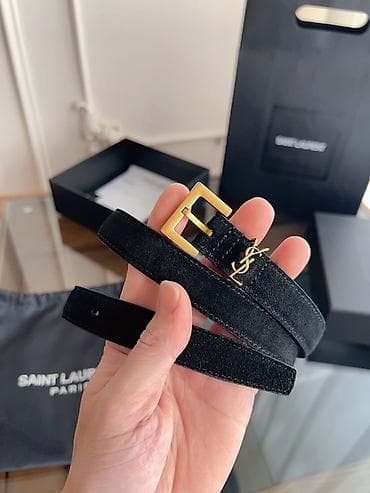 Saint Laurent Paris kaiš – crna prirodna koža i brušena koža - Model na lalafo.rs — 2 Saint Laurent Paris kaiš – crna prirodna koža i brušena koža - Model — 2