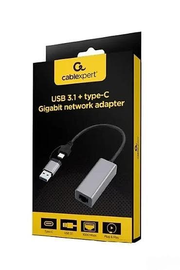 Cablexpert USB 3.1 + Type‑C gigabit mrežni adapter - Dvostruki na lalafo.rs Cablexpert USB 3.1 + Type‑C gigabit mrežni adapter - Dvostruki