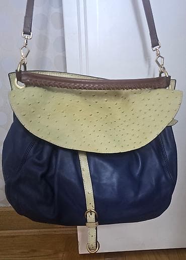 MIU MIU vintage kožna torba. Prirodna koža. Teget boje, sa bež i braon na lalafo.rs MIU MIU vintage kožna torba. Prirodna koža. Teget boje, sa bež i braon