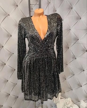 Elegantna haljina sa šljokicama – mini kroj, dugi rukavi - Materijal at lalafo.rs — 6 Elegantna haljina sa šljokicama – mini kroj, dugi rukavi - Materijal — 6