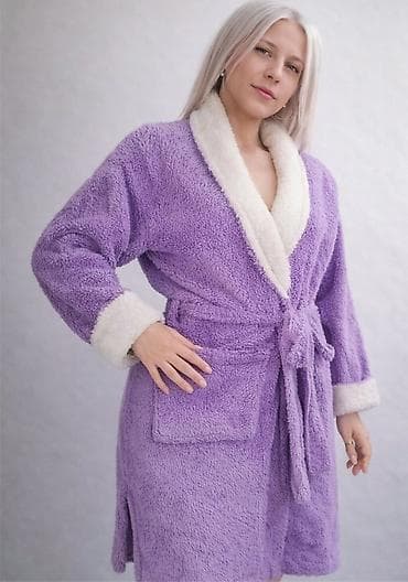 Bathrobes: Ženski plišani kućni ogrtač – ljubičasti - Mekan, pufnast materijal at lalafo.rs — 1 Bathrobes: Ženski plišani kućni ogrtač – ljubičasti - Mekan, pufnast materijal — 1
