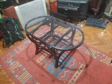 Antique Club Tables: Stakleni klub sto sa ramom od ratana - Ovalna gornja ploča od at lalafo.rs — 2 Antique Club Tables: Stakleni klub sto sa ramom od ratana - Ovalna gornja ploča od — 2