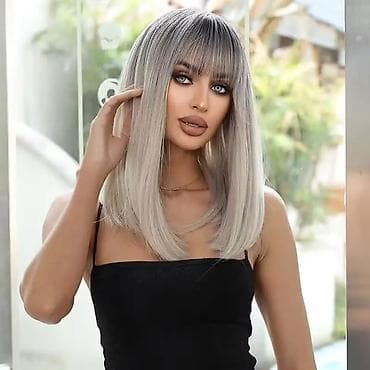 Perika – ravni lob sa šiškama, sivi “ombre” efekt - Stil: srednja na lalafo.rs — 3 Perika – ravni lob sa šiškama, sivi “ombre” efekt - Stil: srednja — 3