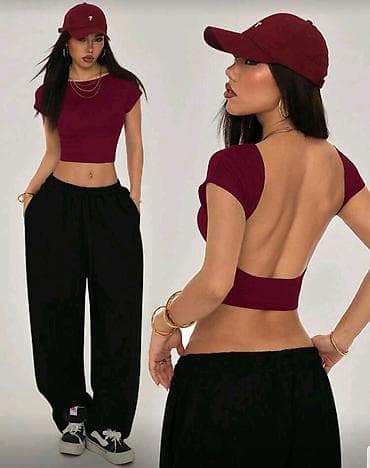 Majice sa elastinom.Crop top.Gola ledja sa kratkim na lalafo.rs Majice sa elastinom.Crop top.Gola ledja sa kratkim