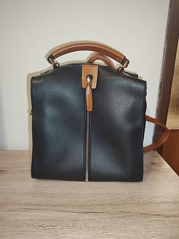 Ženska torba – crna sa braon detaljima - Materijal: veštačka koža sa at lalafo.rs — 2 Ženska torba – crna sa braon detaljima - Materijal: veštačka koža sa — 2