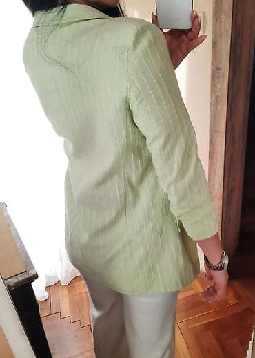 Women's Clothing: Laneni sako na prugice strukiran duži, preko struka sa nabranim at lalafo.rs — 2 Women's Clothing: Laneni sako na prugice strukiran duži, preko struka sa nabranim — 2