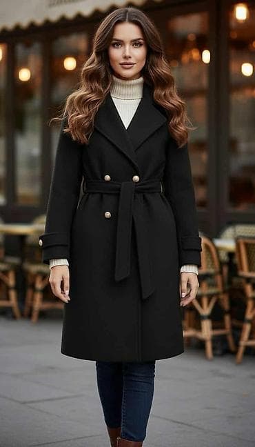 Elegantni ženski kaput – model do kolena sa pojasom - Kroj: klasičan na lalafo.rs — 1 Elegantni ženski kaput – model do kolena sa pojasom - Kroj: klasičan — 1