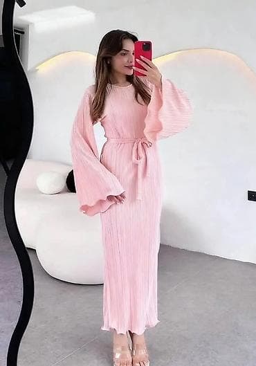Plisirana maxi haljina s pojasom - Elegantna duga haljina od laganog na lalafo.rs — 3 Plisirana maxi haljina s pojasom - Elegantna duga haljina od laganog — 3