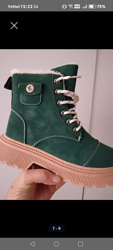 Ženske zimske čizme do članka - Boja: tamnozelena gornjište, bež đon na lalafo.rs — 4 Ženske zimske čizme do članka - Boja: tamnozelena gornjište, bež đon — 4