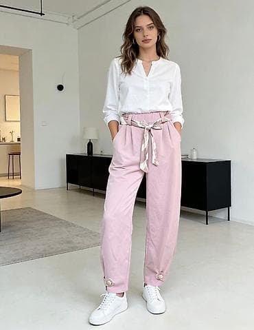 Personal Items: Ženske pantalone sa visokim strukom i kaišem-šalom - Kroj: visok at lalafo.rs — 4 Personal Items: Ženske pantalone sa visokim strukom i kaišem-šalom - Kroj: visok — 4