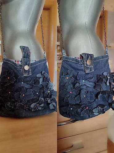 Unikatna torbica od teksasa sa cvetnim 3D aplikacijama - Materijal na lalafo.rs — 2 Unikatna torbica od teksasa sa cvetnim 3D aplikacijama - Materijal — 2