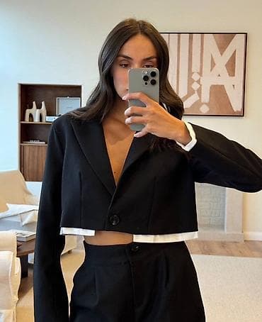 pantalone gina benotti: 💫Ženski komplet – kratki sako i široke pantalone - Boja: crna sa na lalafo.rs — 2 pantalone gina benotti: 💫Ženski komplet – kratki sako i široke pantalone - Boja: crna sa — 2